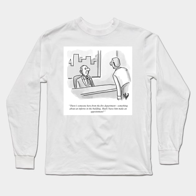 Classic Firefighter Business Cartoon Long Sleeve T-Shirt by abbottcartoons